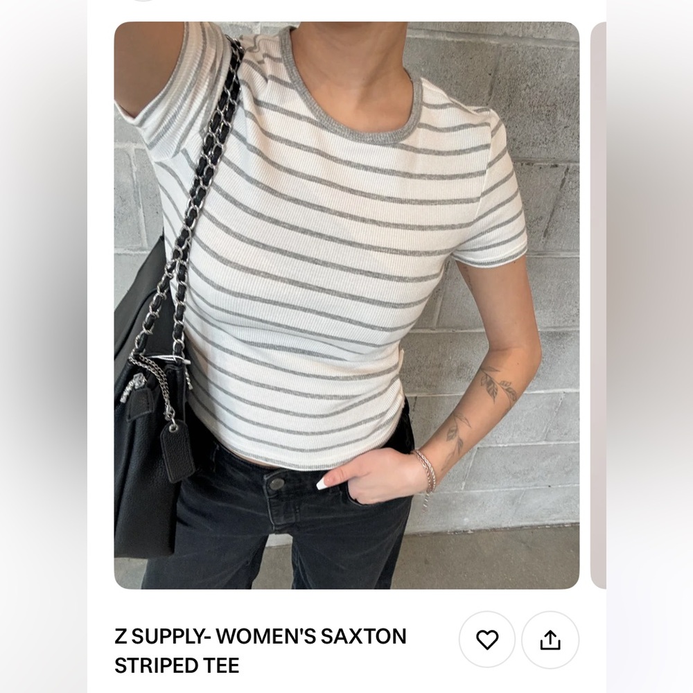 Z Supply Women's Saxton Tee - White and Gray Stripes